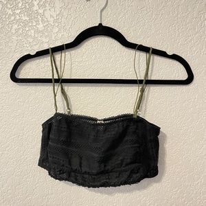 Free People Intimately Black Lace Sheer bandeau with adjustable straps Size S